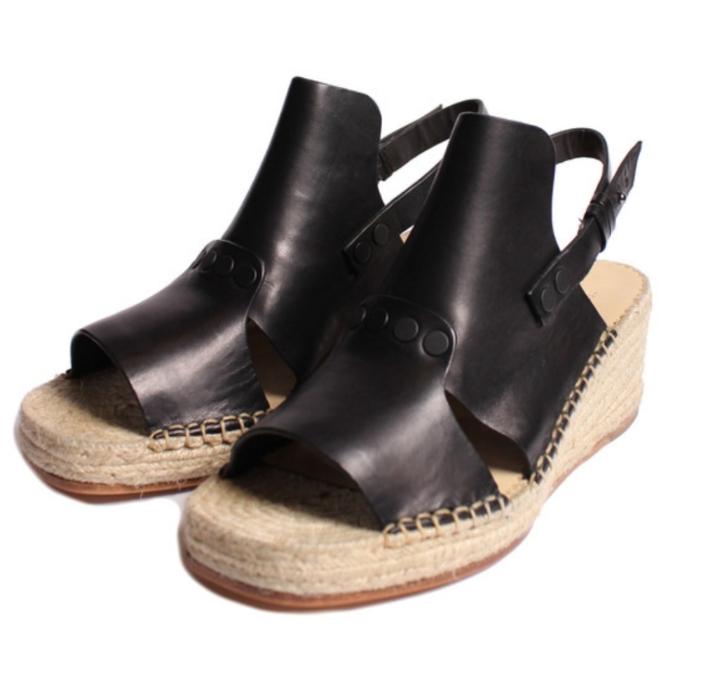 rag & bone sayre ll espadrille platform wedges black leather size 8